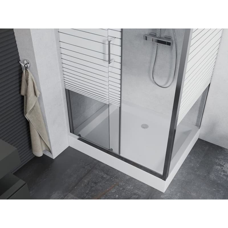MEXEN/S - Apia Sprchovací kút 120x80, pruhy, chróm + vanička Rio 840-120-080-01-20-4510 5