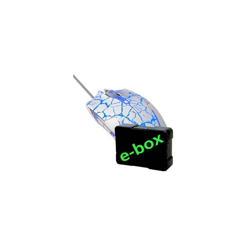 E-blue Cobra Myš káblové, bielo-modrá, 2500DPI, e-box 1
