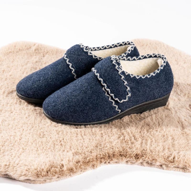 Papuče na suchý zips s vlnou, modré, veľkosť 40 1