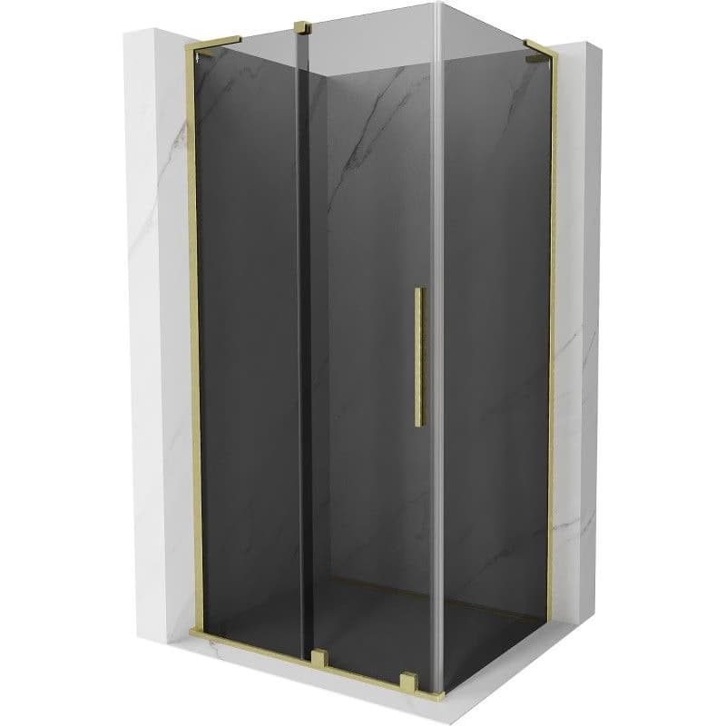MEXEN/S - Velar L sprchovací kút, posuvné dvere 110 x 85, grafit, zlato kartáčovaná 871-110-085-43-55