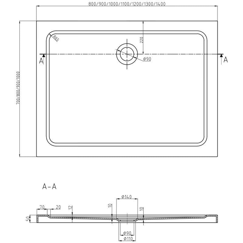 MEXEN/S - Flat Sprchová vanička obdĺžniková slim 110 x 100, čierna + čierny sifón 40701011B 5