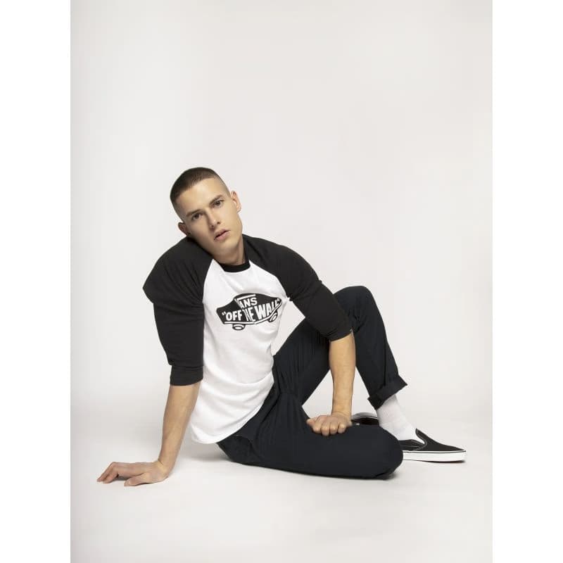Pánske tričko s krátkym rukávom VANS STYLE 76 RAGLAN-WHITE-BLACK 4