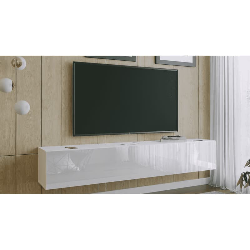 ArtExt Závesný TV stolík JOY | 200 cm Farba: Čierny lesk (drážky) 6