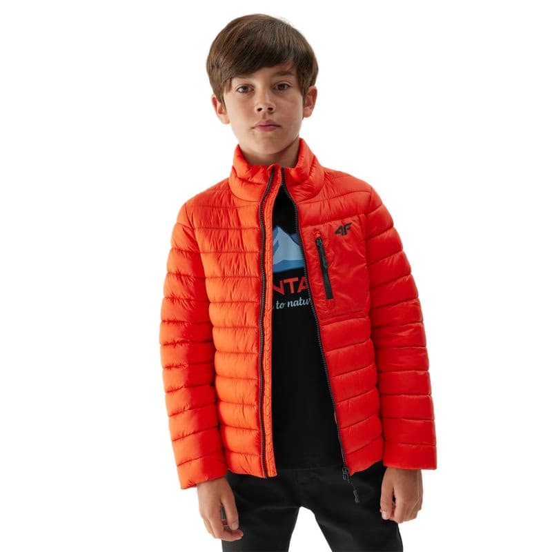 Chlapčenská bunda 4F JUNIOR DOWN JACKET-JAW23TDJAM220-70S-ORANGE 2
