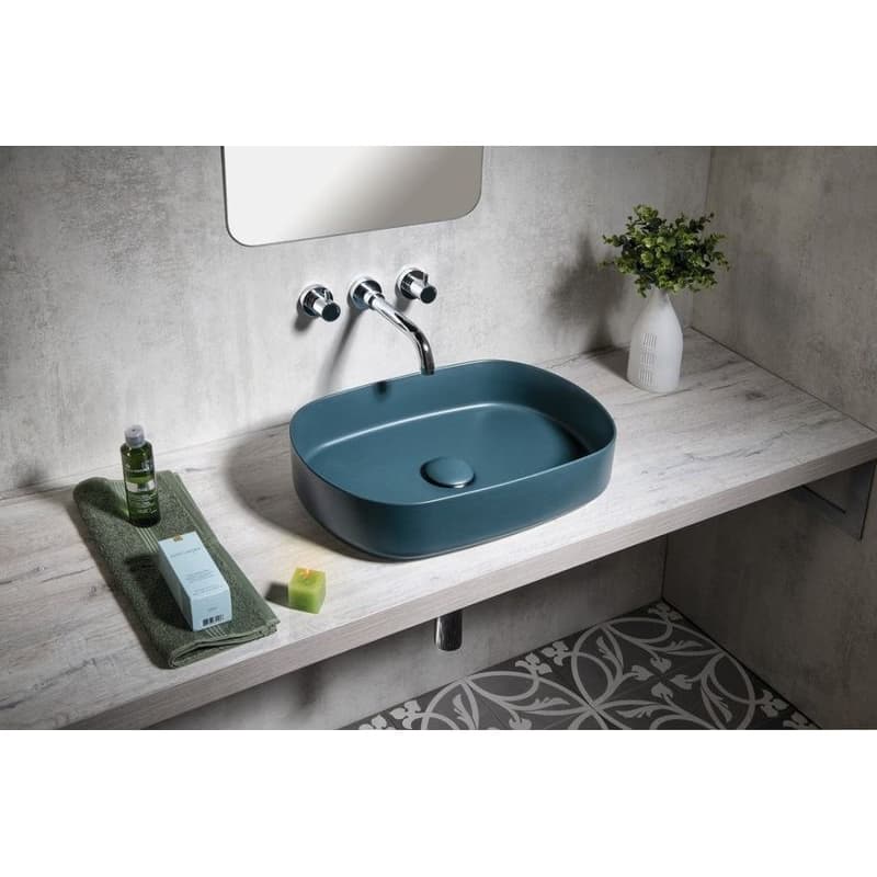 ISVEA - INFINITY OVAL keramické umývadlo na dosku, 55x36cm, matná zelena Petrol 10NF65055-2P 3