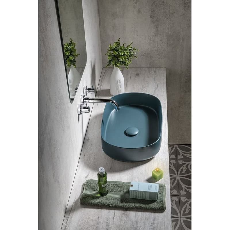 ISVEA - INFINITY OVAL keramické umývadlo na dosku, 55x36cm, matná zelena Petrol 10NF65055-2P 4