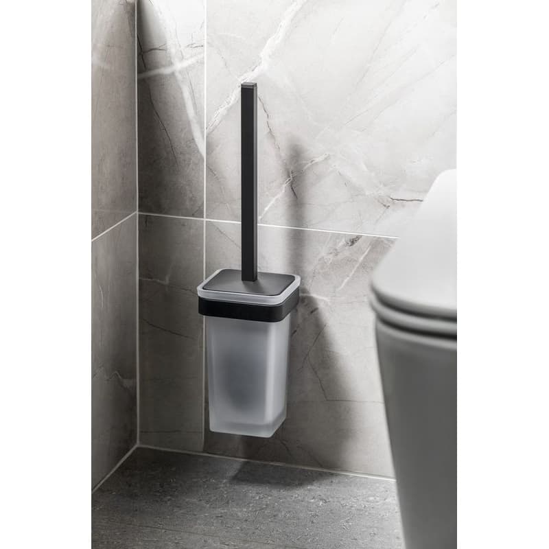 Gedy - SAMOA WC kefa závesna, mliečne sklo, čierny mat A83314 5