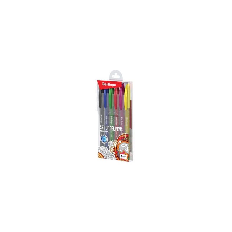 Berlingo, sada rollerov gelových, color, 6ks, 0.5mm, Triangle gél 1