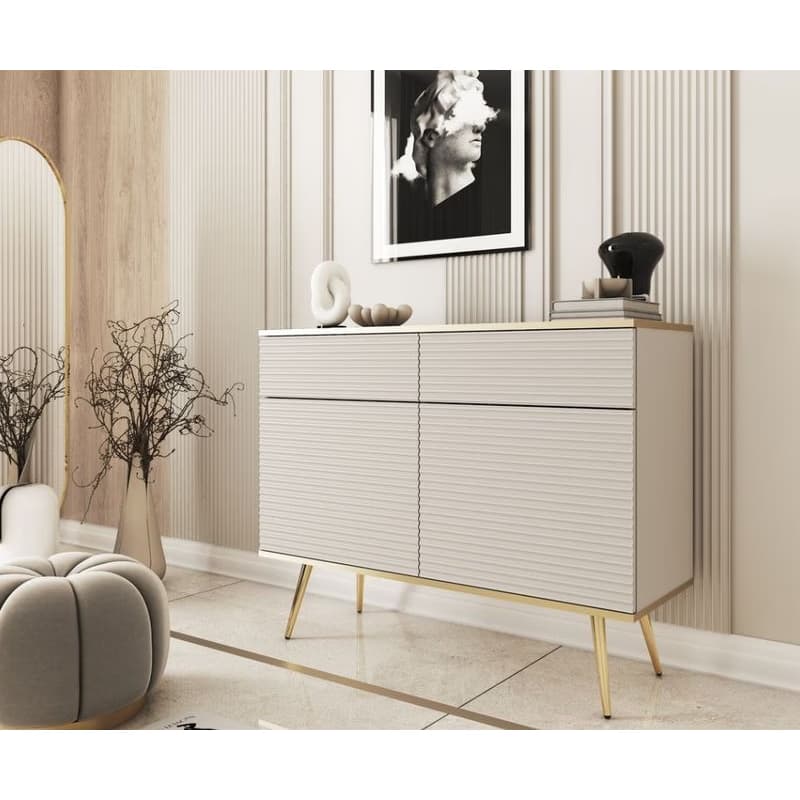 ArtPS Komoda BIJOU KSZ-107 MDF | béžová / zlaté nohy 3