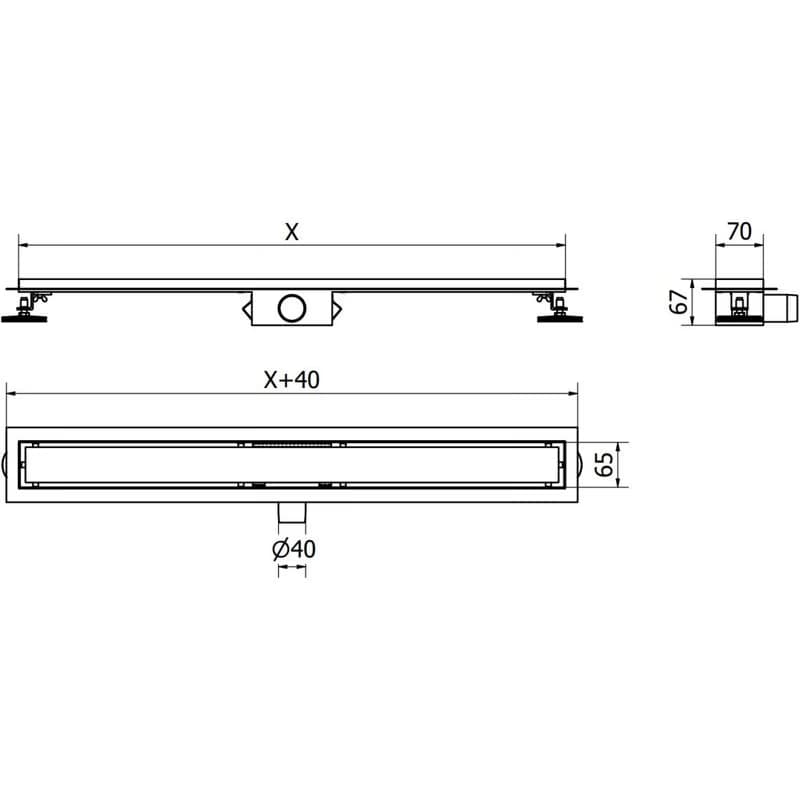 MEXEN/S - Flat M33 odtokový žľab 60, čierny 1733060-15 6