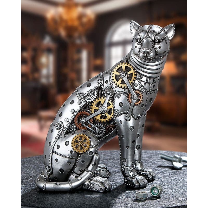 Steampunková soška "Leopard" kov 1