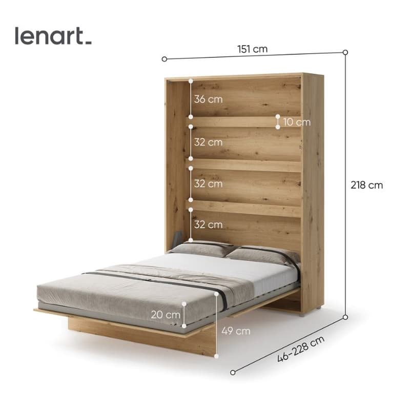 Dig-net nábytok Sklápacia posteľ Lenart BED CONCEPT BC-01 dub artisan | 140 x 200 cm 5