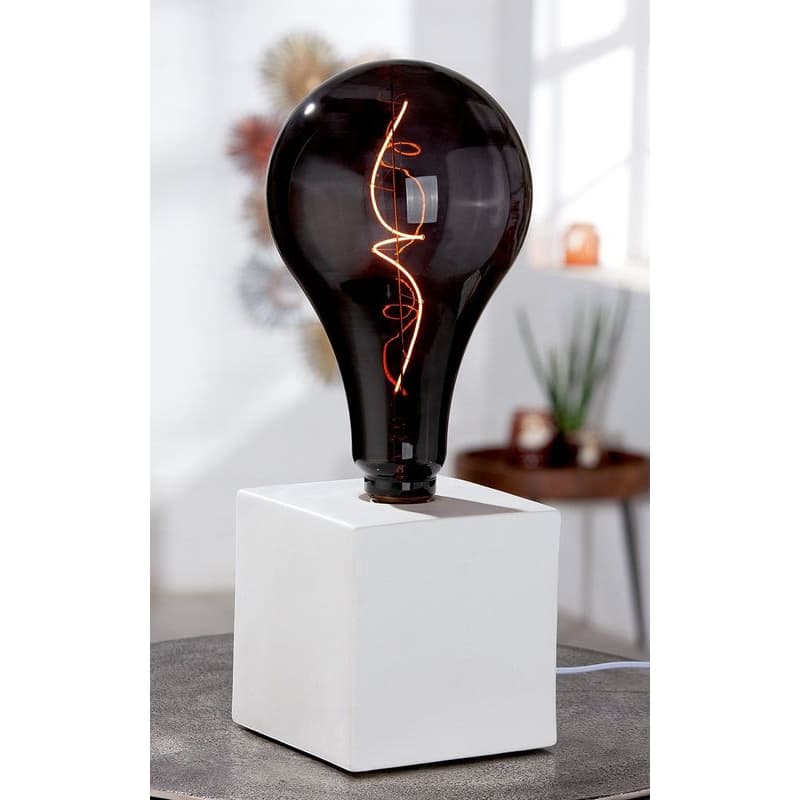 Biela stolová lampa so žiarovkou 1