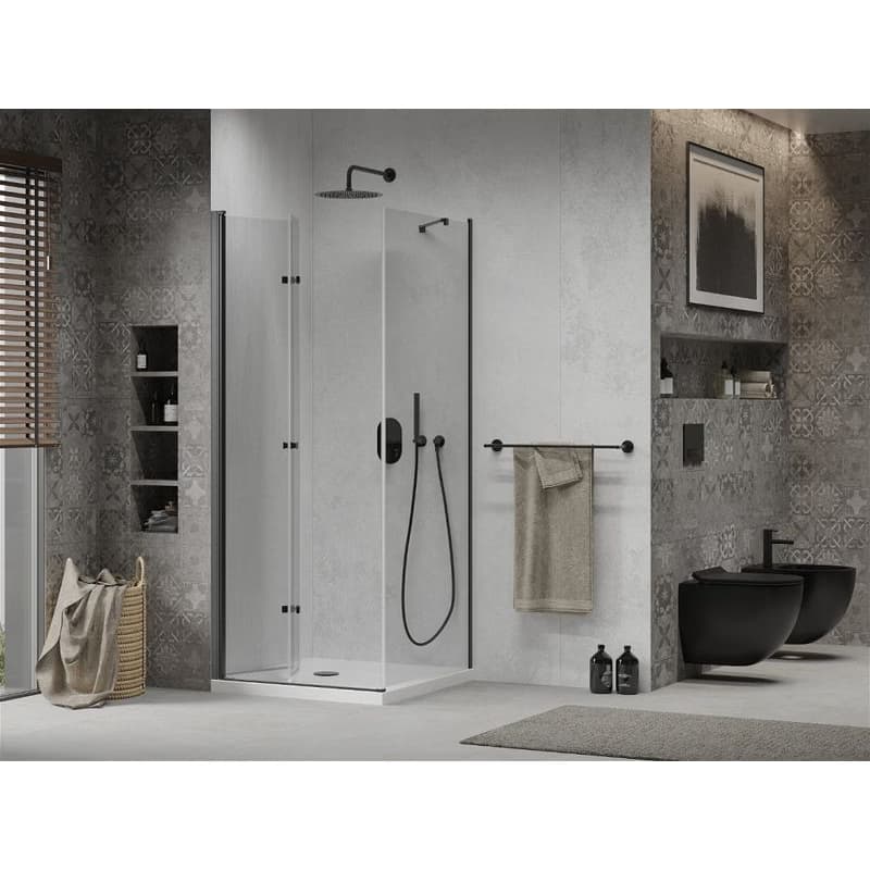 MEXEN/S - Lima sprchovací kút 90x90, transparent, čierna + biela vanička so sifónom 856-090-090-90-00-4010B 4