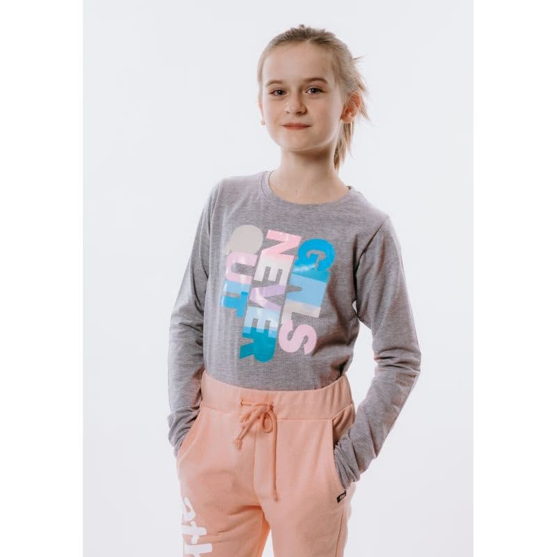 Dievčenské tričko s dlhým rukávom AUTHORITY KIDS T-NEVER grey 2
