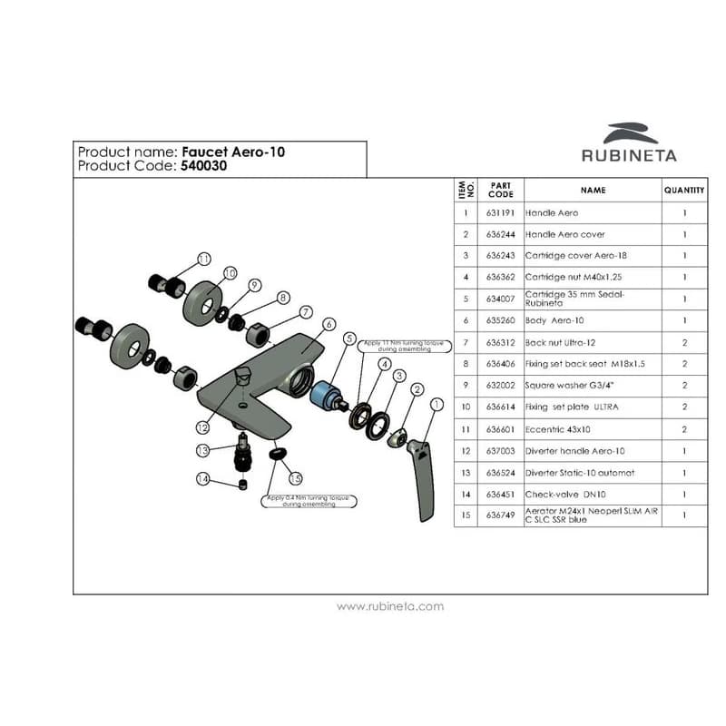 Rubineta - Vaňová batéria AERO-10 OLBAAER10 3