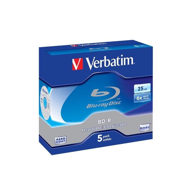 VERBATIM BD-R SL(5-pack) Blue-Ray/Jewel/6x/25GB