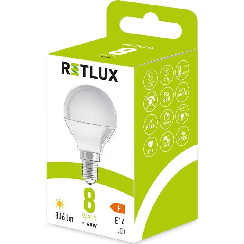 RLL 435 G45 E14 miniG 8W WW RETLUX 3