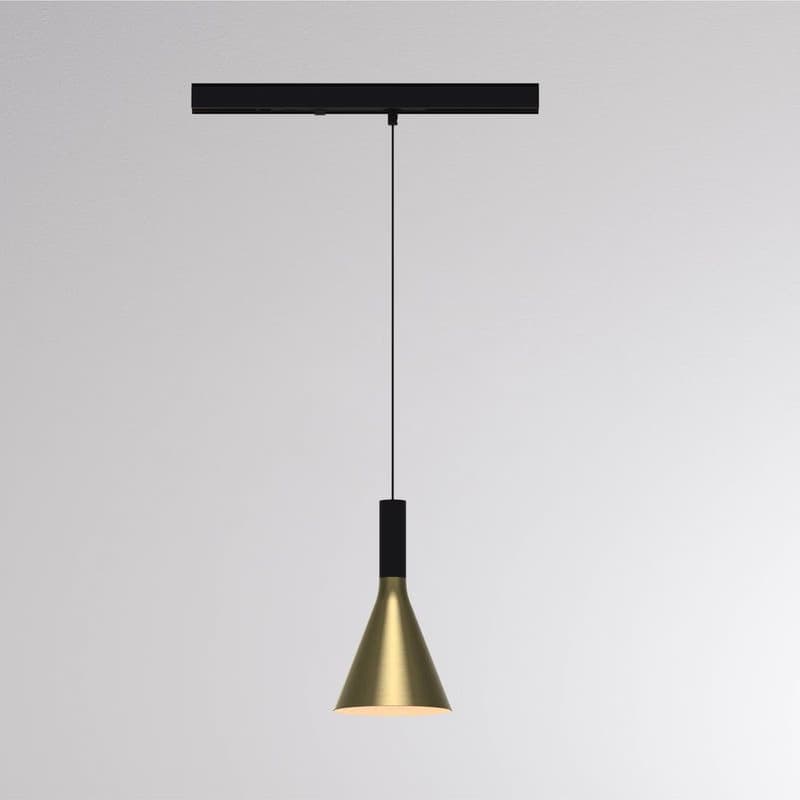 LED závesné svietidlo na lištu LORA I, mosadz, Ø 15 cm, 40° CCT, 3-fázové