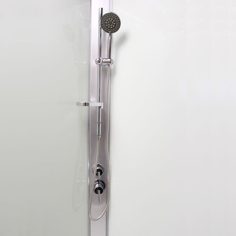 Mereo Sprchový box, štvorcový, 80cm, satin ALU, sklo Point, z. steny biele, SMC vanička, so strieškou CK34172KBSW 2