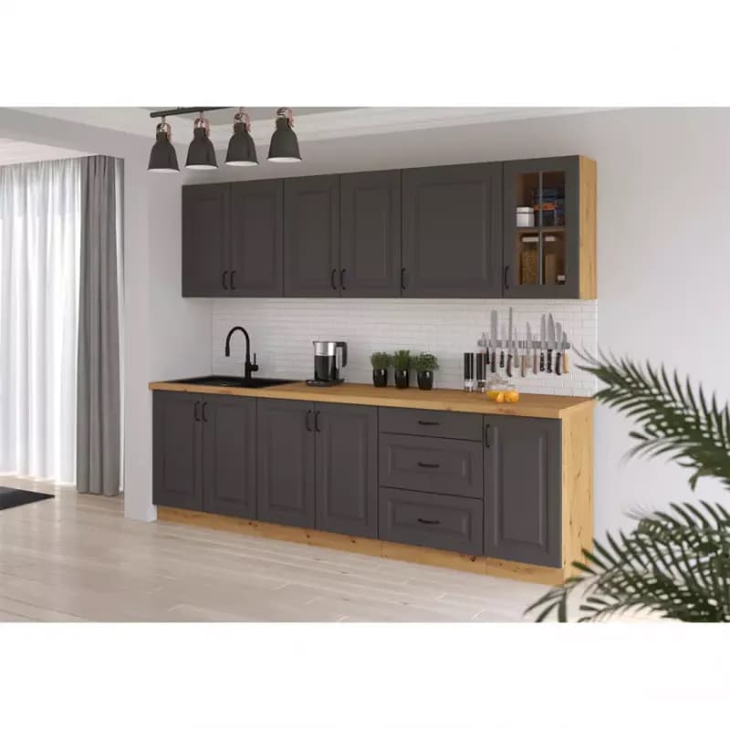 Kuchynská linka Stilo grafit mat/artisan 260 bez dosku 1