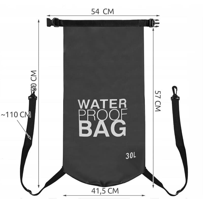 Vodotesný vak Dry Bag 30 l, Šedá 4