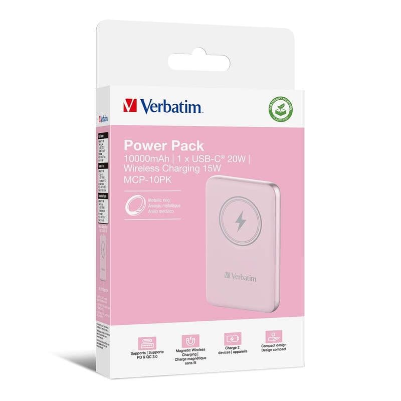 VERBATIM Powerbanka Charge 'n' Go, Magnetická, 10000 mAh, USB-C, Ružová 4