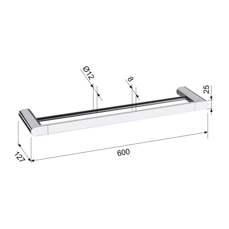 SAPHO - FLORI dvojitý držiak uterákov 600, čierna mat RF011/15 3