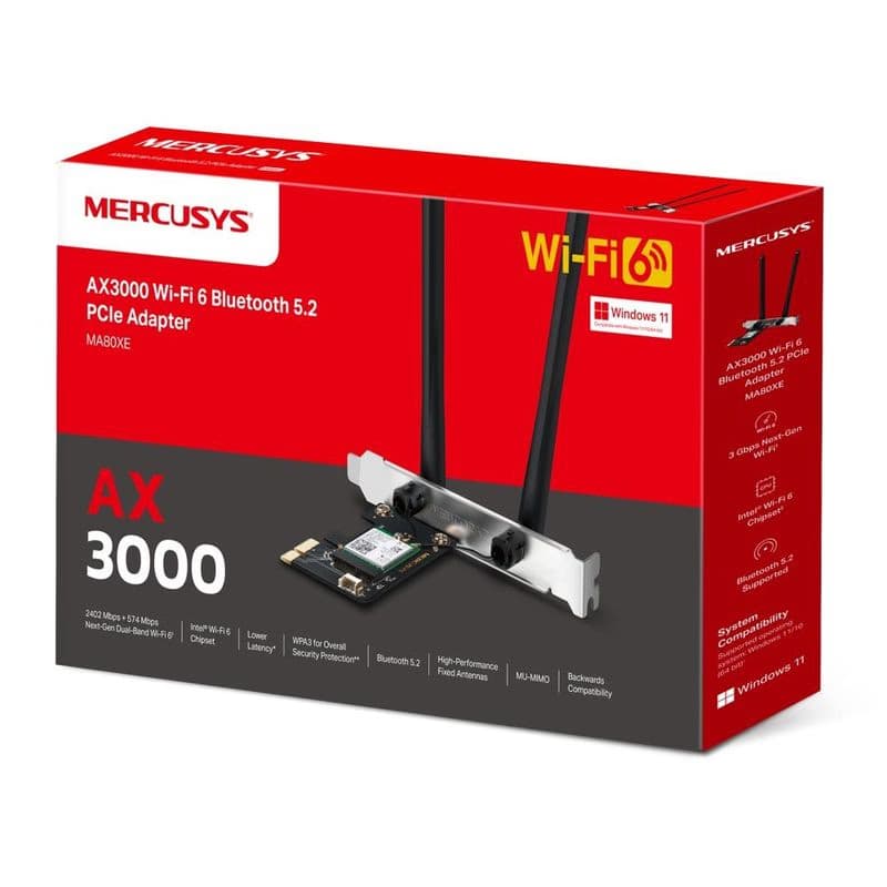 Mercusys MA80XE AX3000 WiFi6 BT PCIe adaptér 2