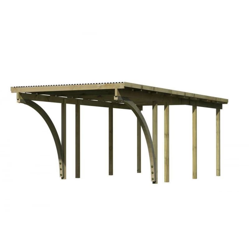 Drevený prístrešok s 2 vjezdovými oblúky 304 x 676 cm borovica Dekorhome 2