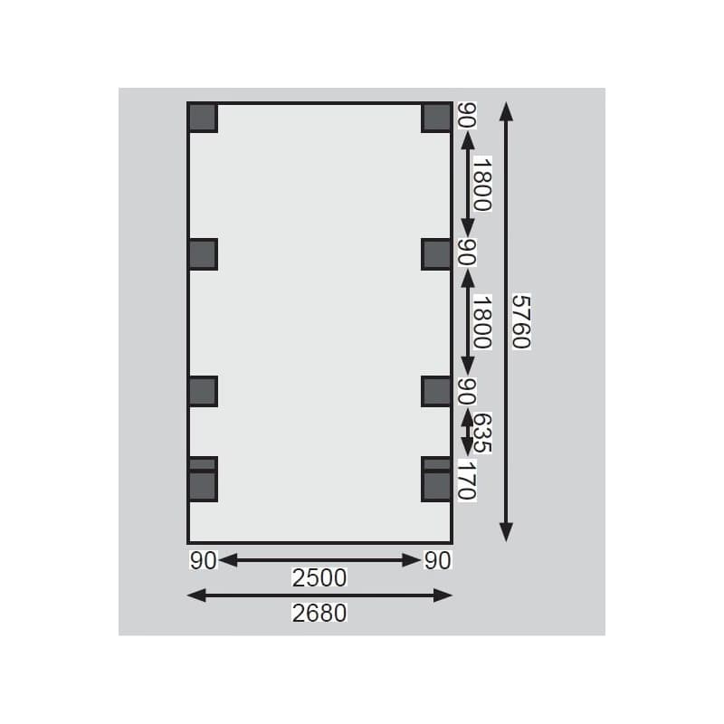 Drevený prístrešok s 2 vjezdovými oblúky 304 x 676 cm borovica Dekorhome 5