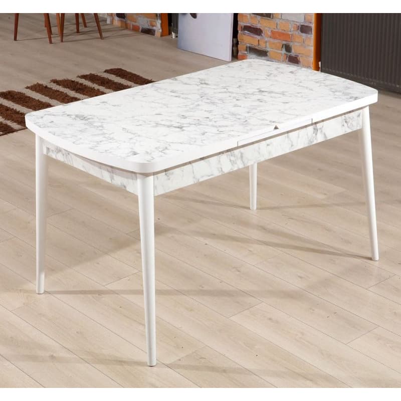 Extendable Dining Table Carrara - White, Grey 1
