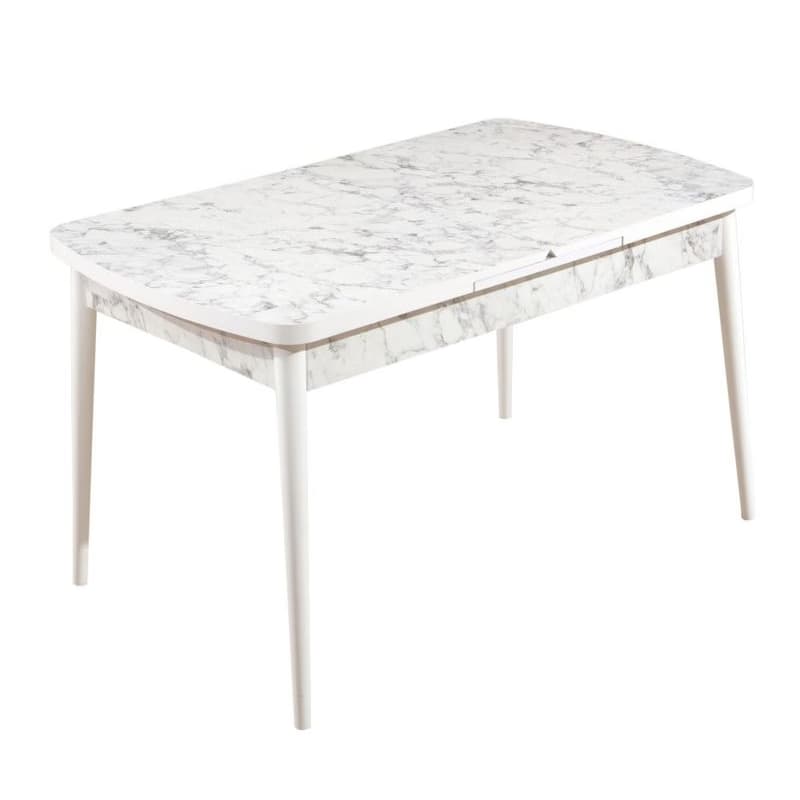 Extendable Dining Table Carrara - White, Grey 2