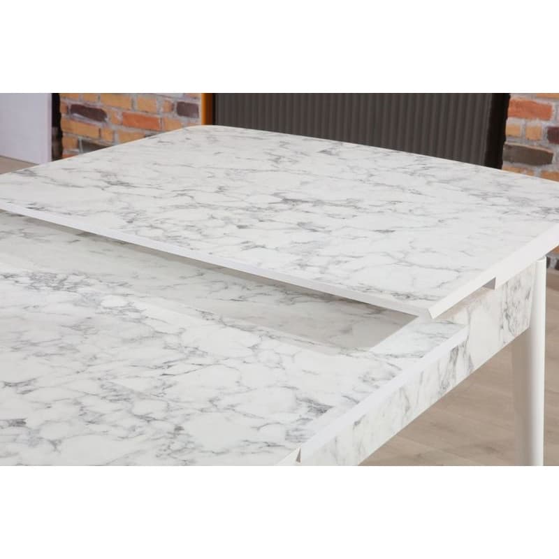 Extendable Dining Table Carrara - White, Grey 3