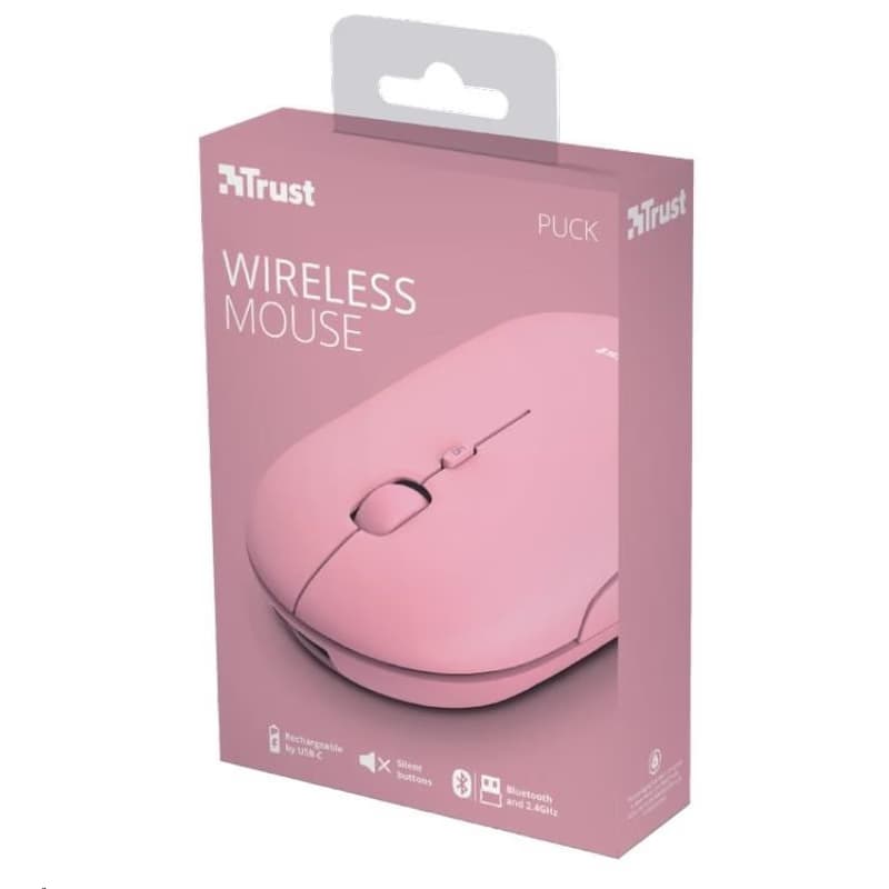 TRUST myš PUCK, bezdrôtová, USB, ružová 5