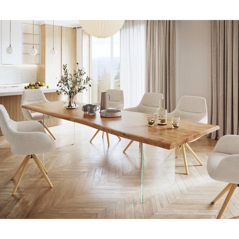 Jedálenský stôl Edge 300x100 XL akácia prírodná sklo Live-Edge