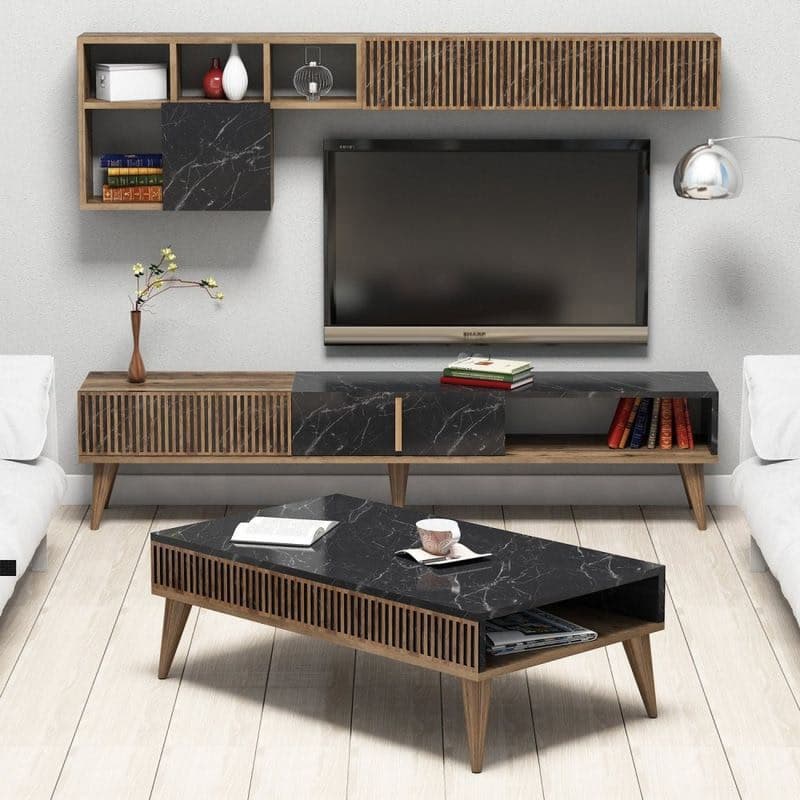 Living Room Furniture Set Milan - Walnut, Black 1