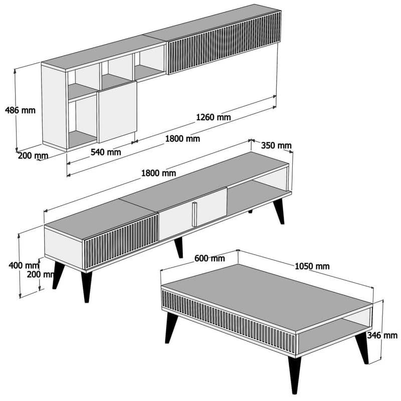 Living Room Furniture Set Milan - Walnut, Black 2