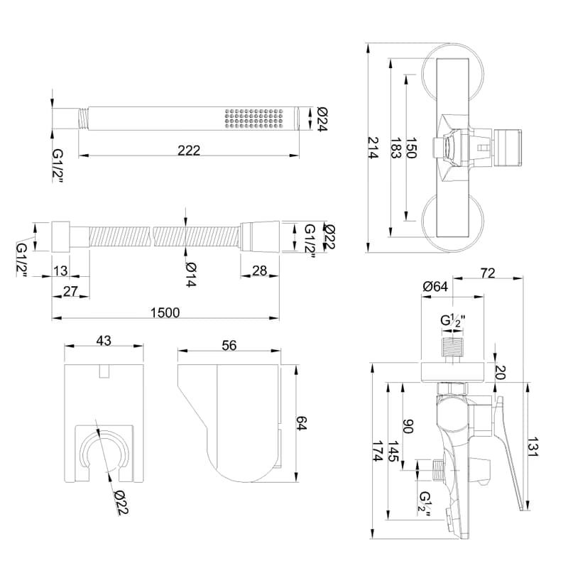 INVENA - Vaňová batéria NERI PLUS TREND meď BW-P1-014-L 2