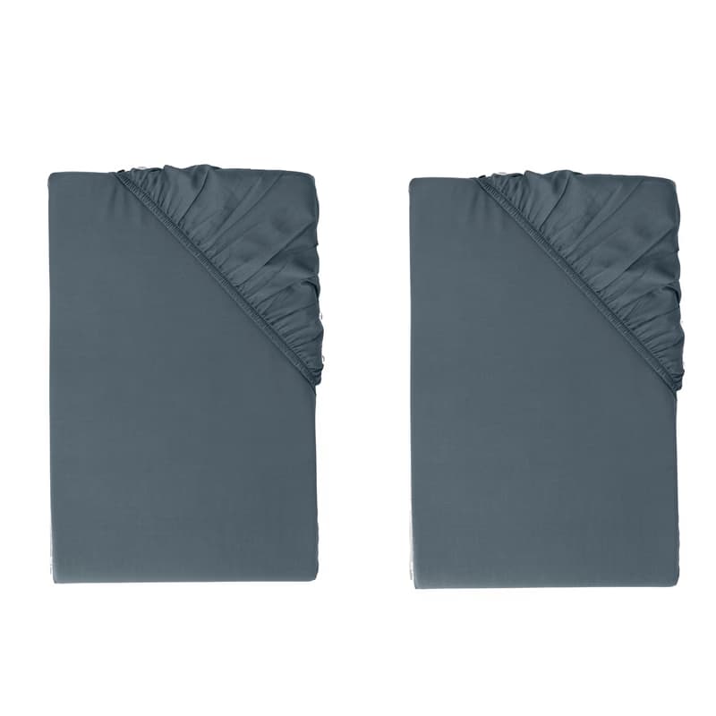 LIVARNO® Napínacia plachta z bambusovej viskózy Premium, 90 – 100 x 200 cm, tmavomodrá, 2 kusy