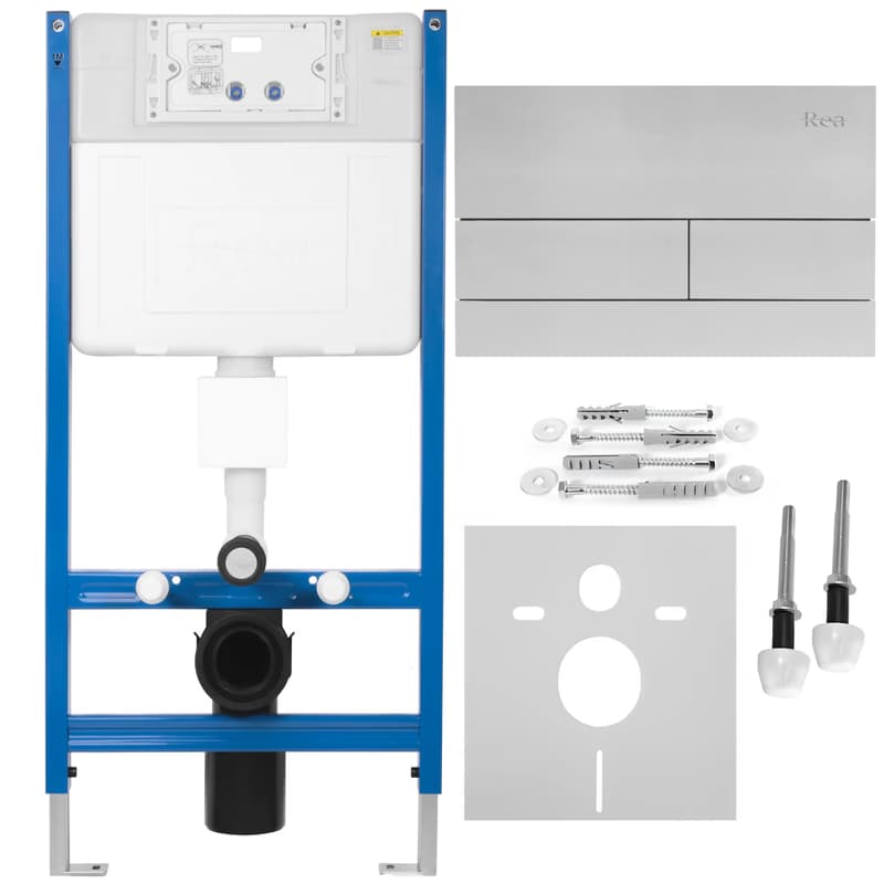 REA/S - Podomietkový WC systém K011A-Q + tlačidlá T Brush Steel KPL-E0057