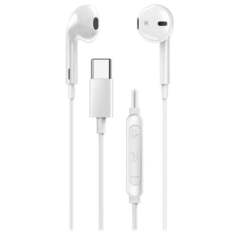 Genius HS-M365 biely, Headset, drôtový, do uší, mikrofón, ovládanie hlasitosti, USB-C, biely