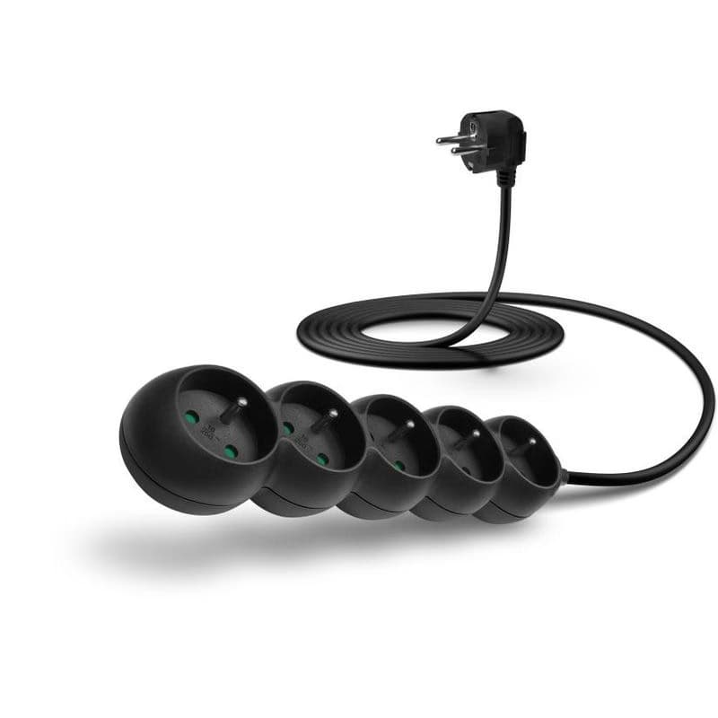 CONNECT IT predlžovací kábel 230 V, 5 zásuviek, 3 m, bez vypínača (čierny)