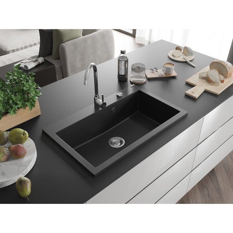 MEXEN MEXEN - Elix granitový drez 1-miska 800 x 500 mm, čierna, sifón chróm 6527801005-77 4
