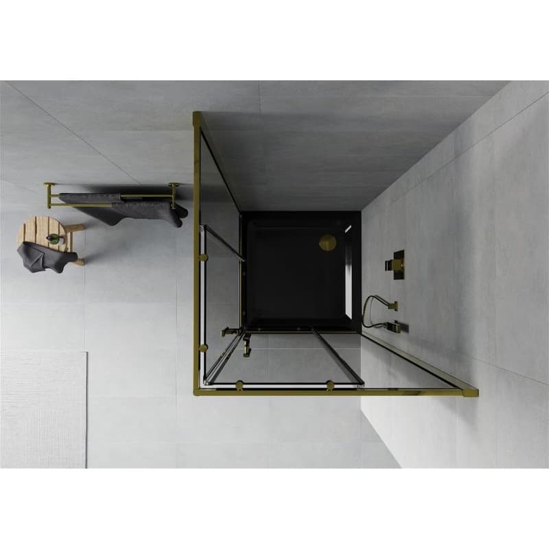 MEXEN/S - Rio sprchovací kút 70x70, grafit, zlato + vanička so sifónom 860-070-070-50-40-4070G 6