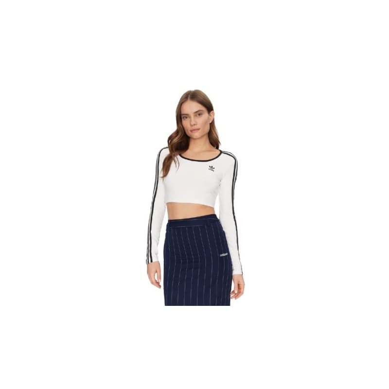 Dámske tričko s dlhým rukávom ADIDAS ORIGINALS 3S LS CROP-WHITE 1