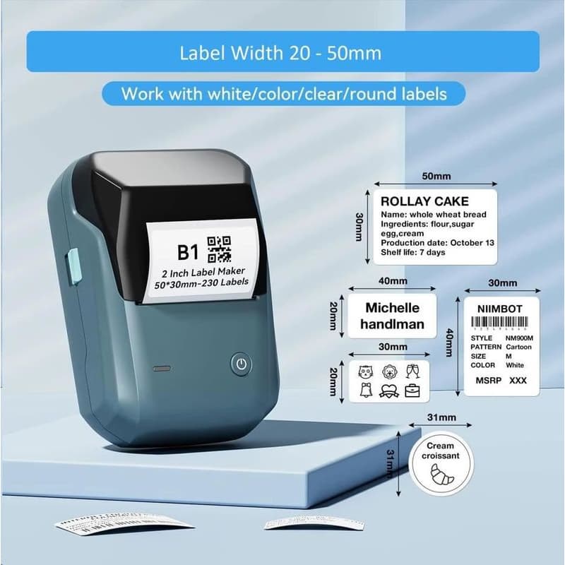 Niimbot Tlačiareň štítkov B1 Smart, lake blue + rolka štítkov 210ks 4