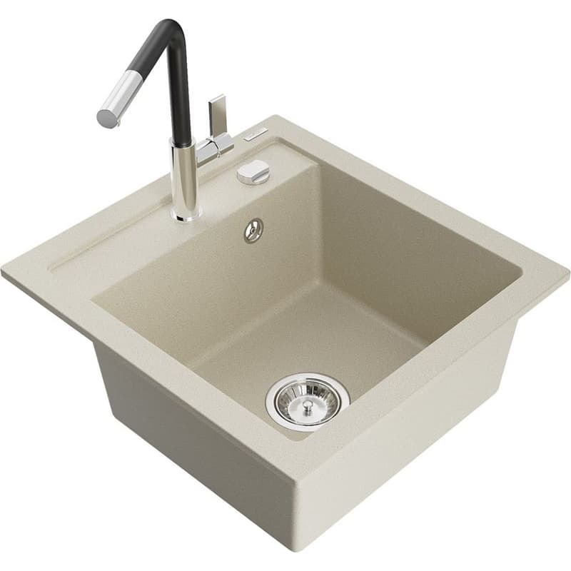 MEXEN/S MEXEN/S - Vito granitový drez 1-miska vrátane batérie Flora, béžová 6503-69-670401-07