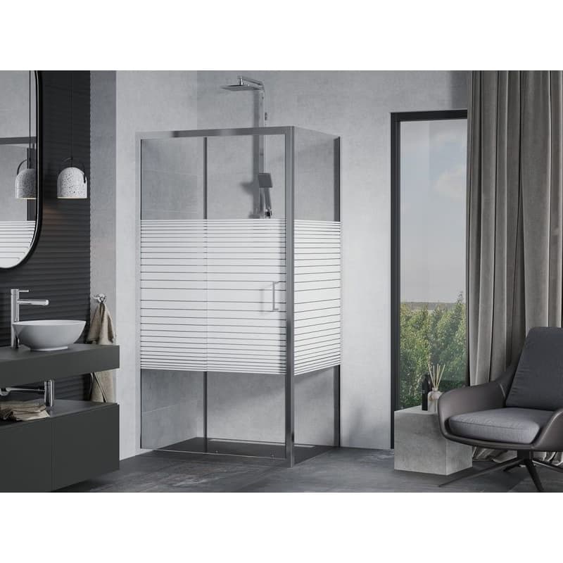 MEXEN/S - APIA sprchovací kút 105x70, dekor - pruhy, chróm 840-105-070-01-20 2