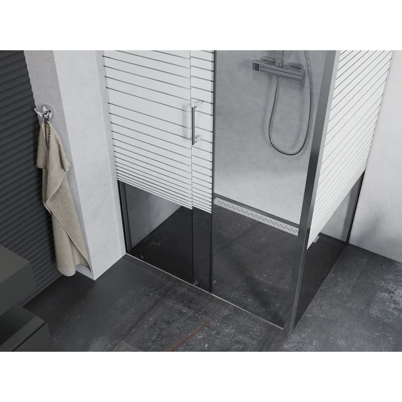 MEXEN/S - APIA sprchovací kút 105x70, dekor - pruhy, chróm 840-105-070-01-20 5